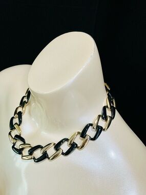 Source Unknown Black and Gold Chunky Link Necklace - Women Jewelry